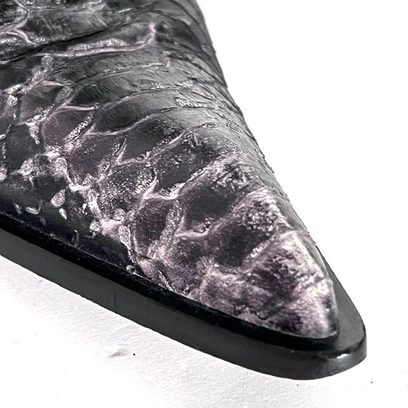 Steve Madden Rare Blk/Grey Cowboy Western High Heel Pointed Toe Leather Boot 8 - Picture 9 of 15